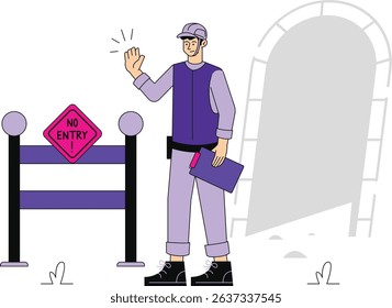 Private Property Restriction Illustration for web, app, infographic, etc