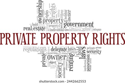 Private Property Rights word cloud conceptual design isolated on white background.