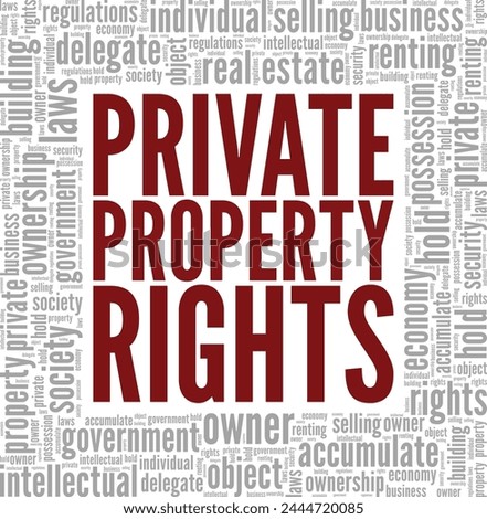 Private Property Rights word cloud conceptual design isolated on white background.