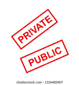 PRIVATE and Public rubber stamp over a white background