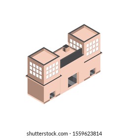 private or public structure facade building isometric style vector illustration