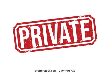 sello privado de goma roja sobre fondo blanco. sello privado. sello privado.