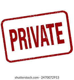 private red stamp isolated on white background.
