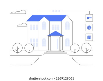 Private residence abstract concept vector illustration. Single family residence home, private entity town house, housing type, surrounding land ownership, real estate market abstract metaphor.