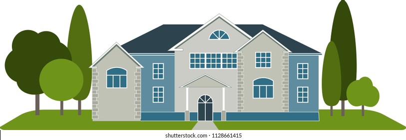 Private residential houses isolated on white background. Vector illustration 