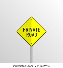 Señal de carretera privada - Brasil - Ilustración vectorial de una señal de carretera amarilla que indica la carretera privada