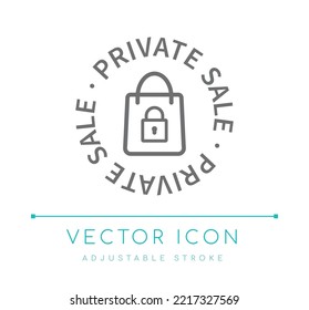 Private Sale Badge Vector Line Icon