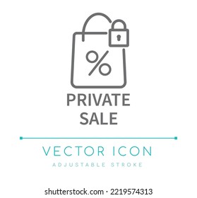 Private Sale Ecommerce Vector Line Icon