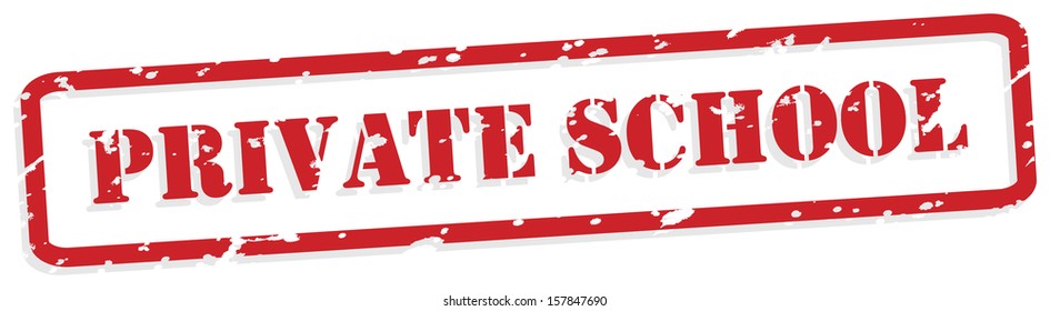 Private School Red Rubber Stamp In Vector Format