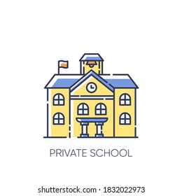 Private School RGB Color Icon. Prestigious Educational Establishment, Independent Academic Institution. Exclusive Education System. Isolated Vector Illustrations