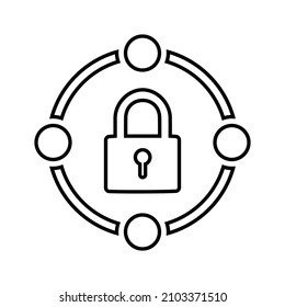 Private, security system outline icon. Line art vector.