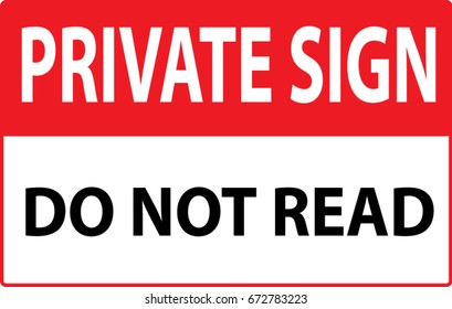 Private Sign Do Not Read Funny Stock Vector (Royalty Free) 672783223 ...