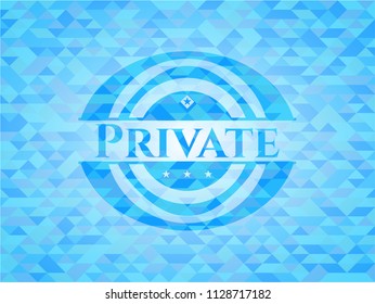 Private sky blue emblem with triangle mosaic background