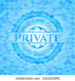 Private sky blue emblem with triangle mosaic background