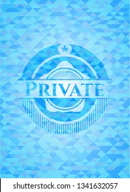 Private sky blue emblem with triangle mosaic background