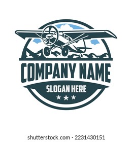 Private Small Plane Rental Company Emblem Logo Vector Isolated