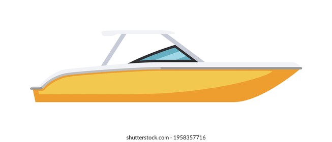 Private speed motor cutter boat isolated on white background