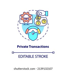 Private transactions concept icon. Cryptocurrency competitive edge abstract idea thin line illustration. Privacy coins. Isolated outline drawing. Editable stroke. Arial, Myriad Pro-Bold fonts used