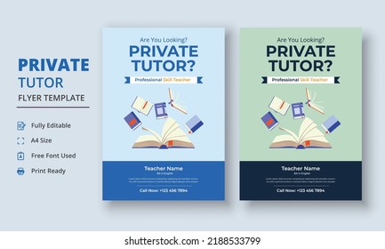 Private Tutor Flyer Template, Home Tuition Flyer, Online Tutors Flyer Template, Course Poster Template, Education Flyer