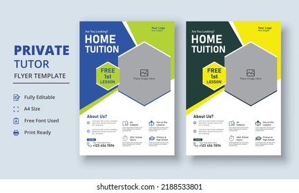 Private Tutor Flyer Template, Home Tuition Flyer, Online Tutors Flyer Template, Course Poster Template, Education Flyer