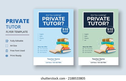 Private Tutor Flyer Template, Home Tuition Flyer, Online Tutors Flyer Template, Course Poster Template, Education Flyer