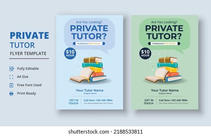 Private Tutor Flyer Template, Home Tuition Flyer, Online Tutors Flyer Template, Course Poster Template, Education Flyer