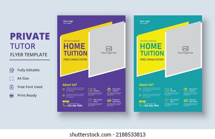 Private Tutor Flyer Template, Home Tuition Flyer, Online Tutors Flyer Template, Course Poster Template, Education Flyer