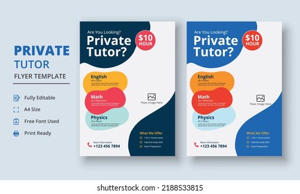 Private Tutor Flyer Template, Home Tuition Flyer, Online Tutors Flyer Template, Course Poster Template, Education Flyer