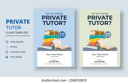 Private Tutor Flyer Template, Home Tuition Flyer, Online Tutors Flyer Template, Course Poster Template, Education Flyer