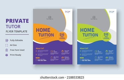 Private Tutor Flyer Template, Home Tuition Flyer, Online Tutors Flyer Template, Course Poster Template, Education Flyer