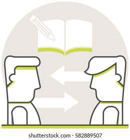 Private Tutoring - Infographic Icon Elements from Online Education Set. Flat Thin Line Icon Pictogram for Website and Mobile Application Graphics.