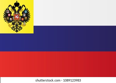 Private Use Russia Flag in 1914 - 1917. History State Vector Illustration Symbol.