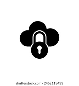 Private Web Cloud, Secure Access and Data Protection flat vector icon. Simple solid symbol isolated on white background. Private Web Cloud sign design template for web and mobile UI element