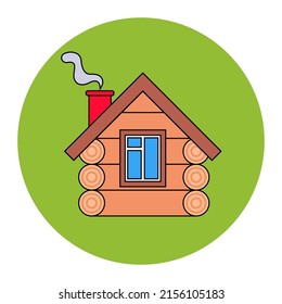 private wooden house in the Russian style. flat vector illustration.