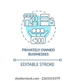 Privately owned businesses turquoise concept icon. Companies in citizen sector abstract idea thin line illustration. Isolated outline drawing. Editable stroke. Arial, Myriad Pro-Bold fonts used