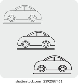 Icono de línea de arte de vector de micro auto privado