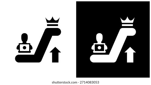 Privilege Escalation Icon Set In White And Black Background