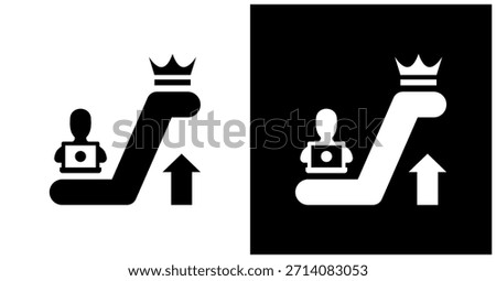 Privilege Escalation Icon Set In White And Black Background