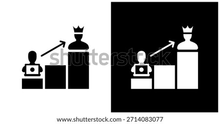 Privilege Escalation Icon Set In White And Black Background