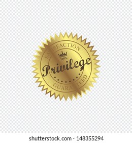 privilege gold metallic sign label