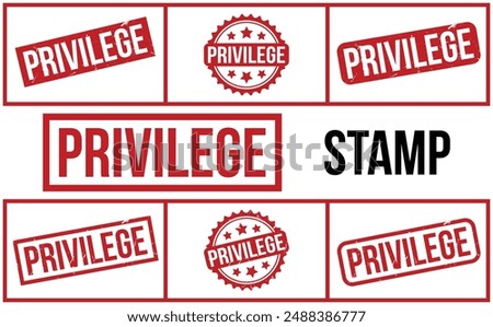 Privilege Stamp. Red Privilege Rubber grunge Stamp set
