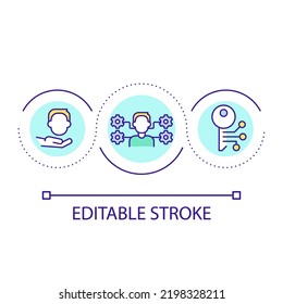 Privileged access management loop concept icon. Gaining special permissions abstract idea thin line illustration. Administrator user. Isolated outline drawing. Editable stroke. Arial font used