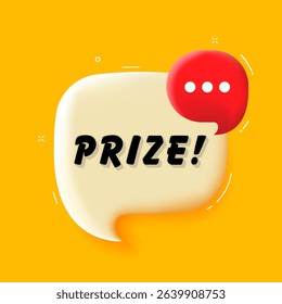 Prize. 3D speech bubble with bold lettering. Colorful pop art style. Vector illustration for business, motivation, and advertising.
