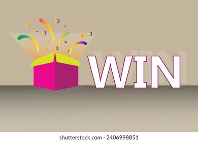 Prize box opening and exploding with fireworks and confetti. Win prizes design
