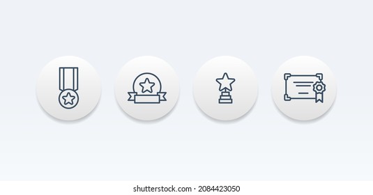 Prize Certificate Diploma Round Vector Icon Set