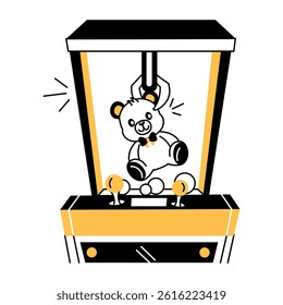 Prize claw machine illustration in hand drawn style 

