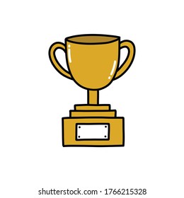 prize cup doodle icon, vector illustration