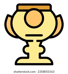 Prize cup icon outline vector. Sport reward. Trophy winner color flat