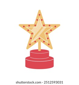 Premio, taza en forma de estrella en un estilo brillante sobre un fondo blanco