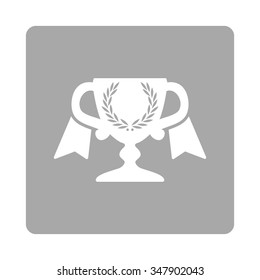 Prize Cup vector icon. Style is flat rounded square button, white and silver colors, white background.
